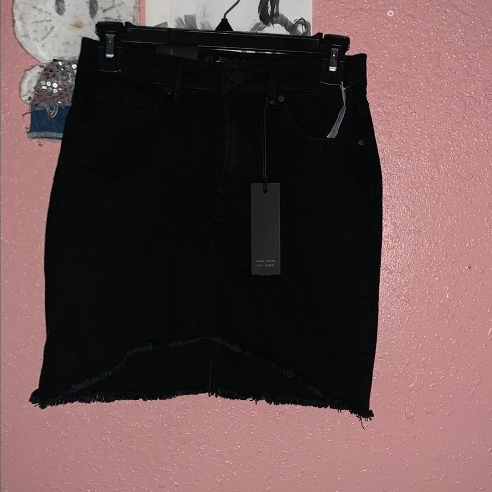 Black denim skirt